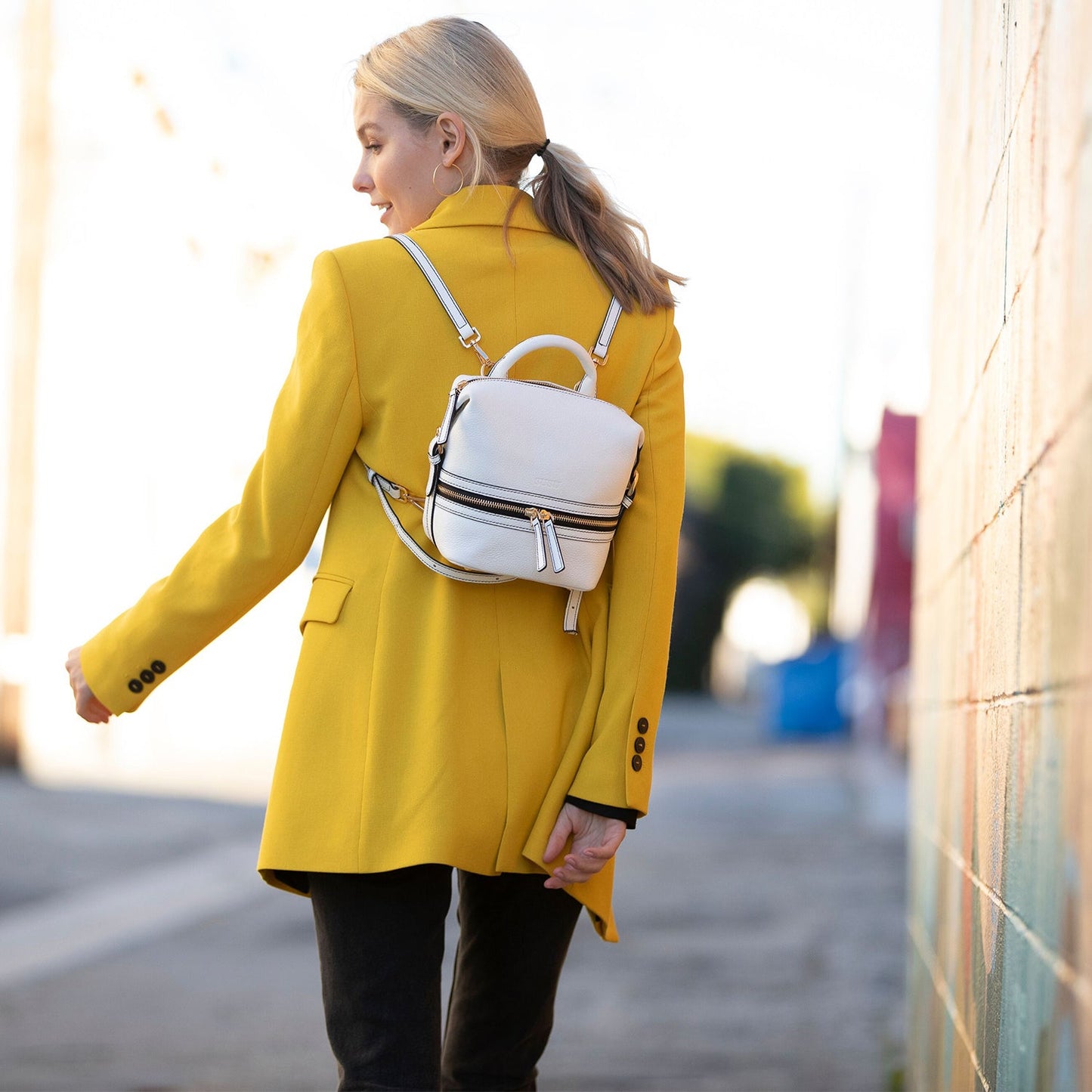 Ashley White Mini Leather Backpack