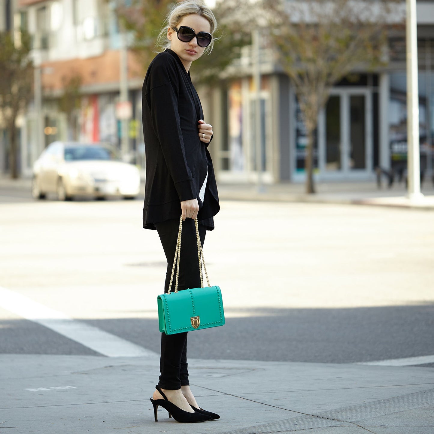 Josie Green Leather Chain Bag
