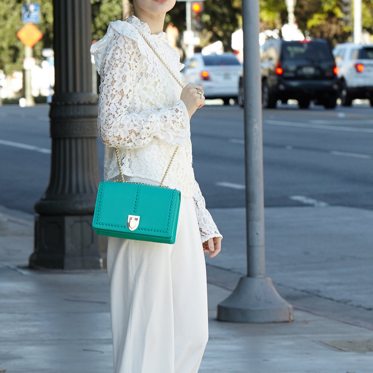 Josie Green Leather Chain Bag