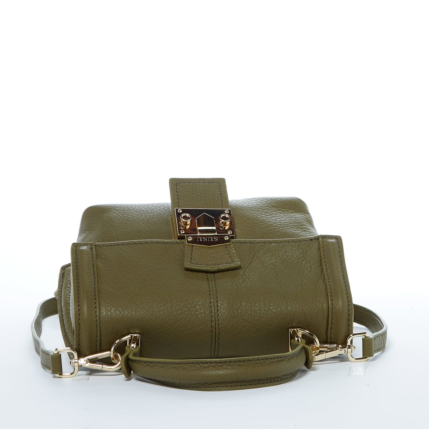 Linda Olive Green Leather Convertible Backpack