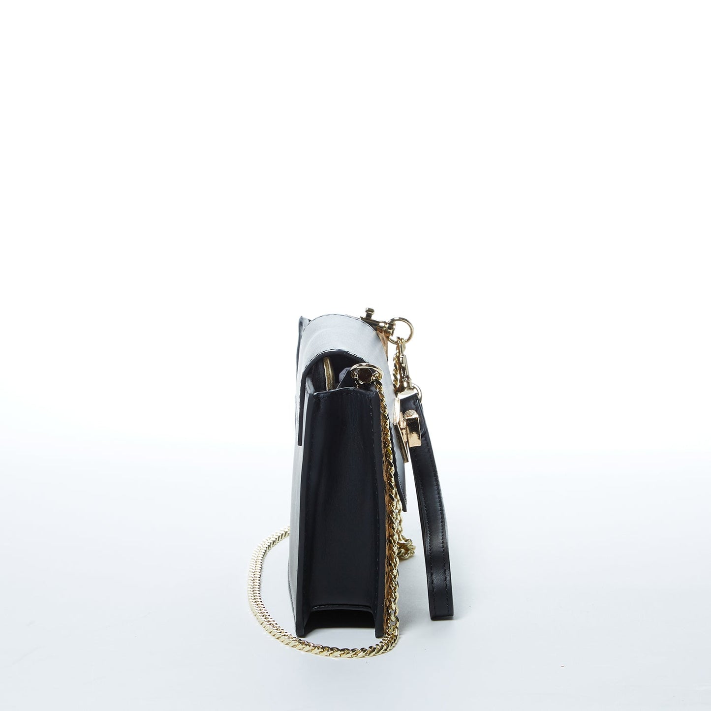 Mary Black Leopard Mini Leather Wristlet