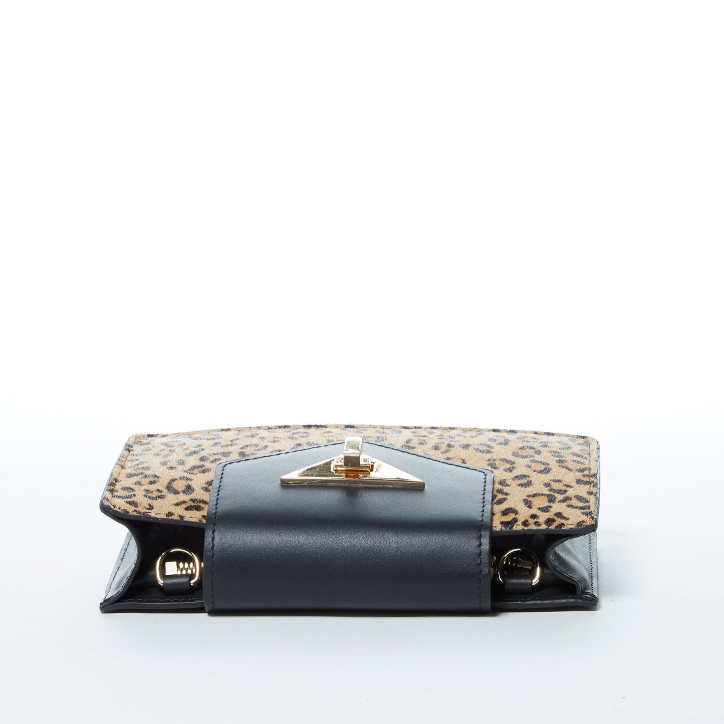 Mary Black Leopard Mini Leather Wristlet