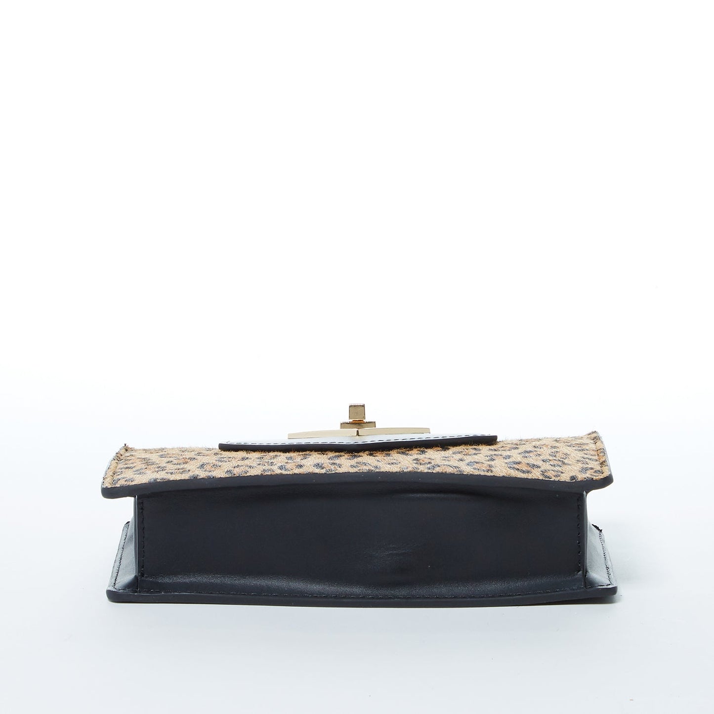 Mary Black Leopard Mini Leather Wristlet