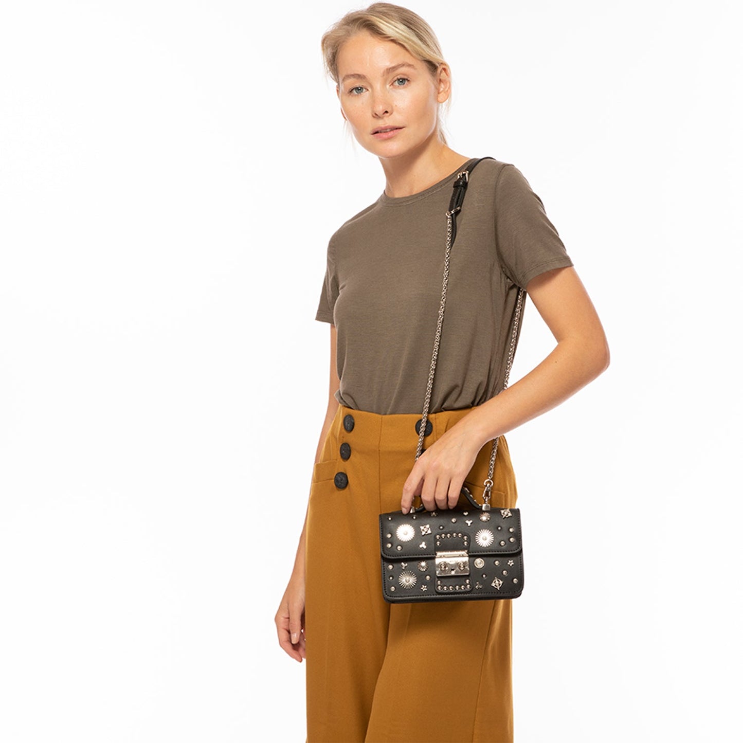 Hollywood Studded Black Crossbody