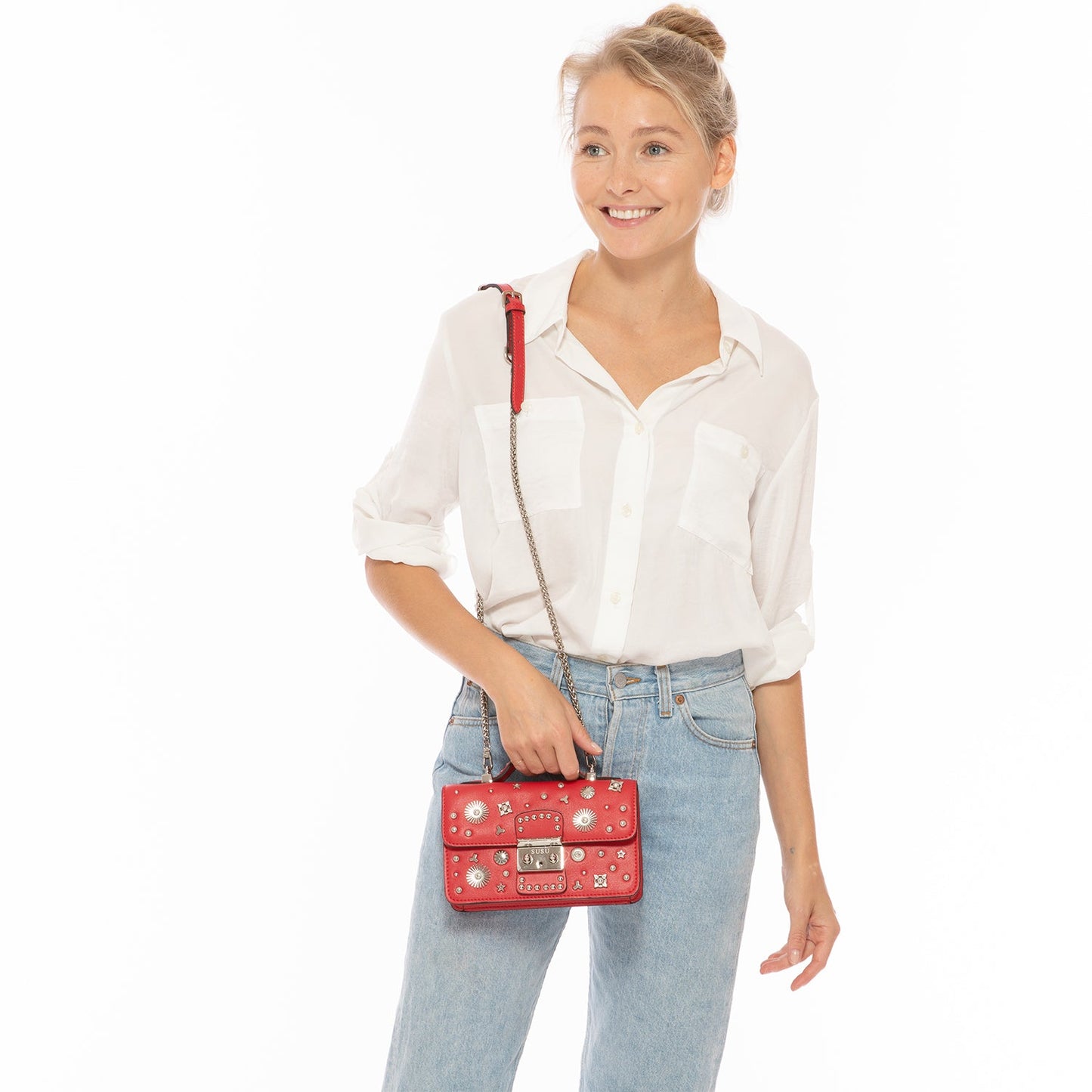 Hollywood Red Studded Crossbody