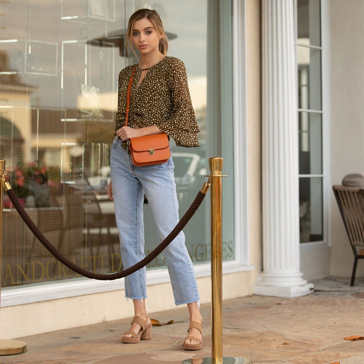 Nanah Light Brown Leather Crossbody