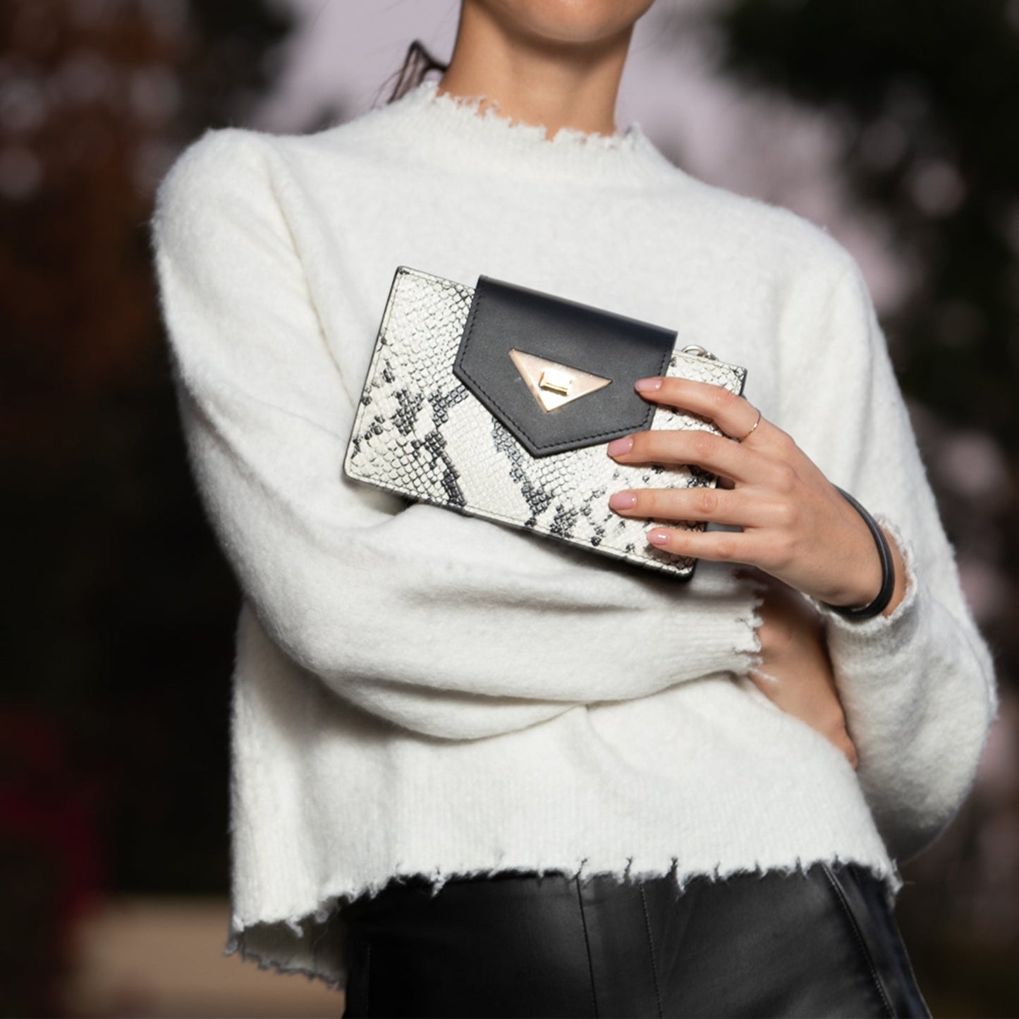 Mary Black Snakeskin Mini Purse