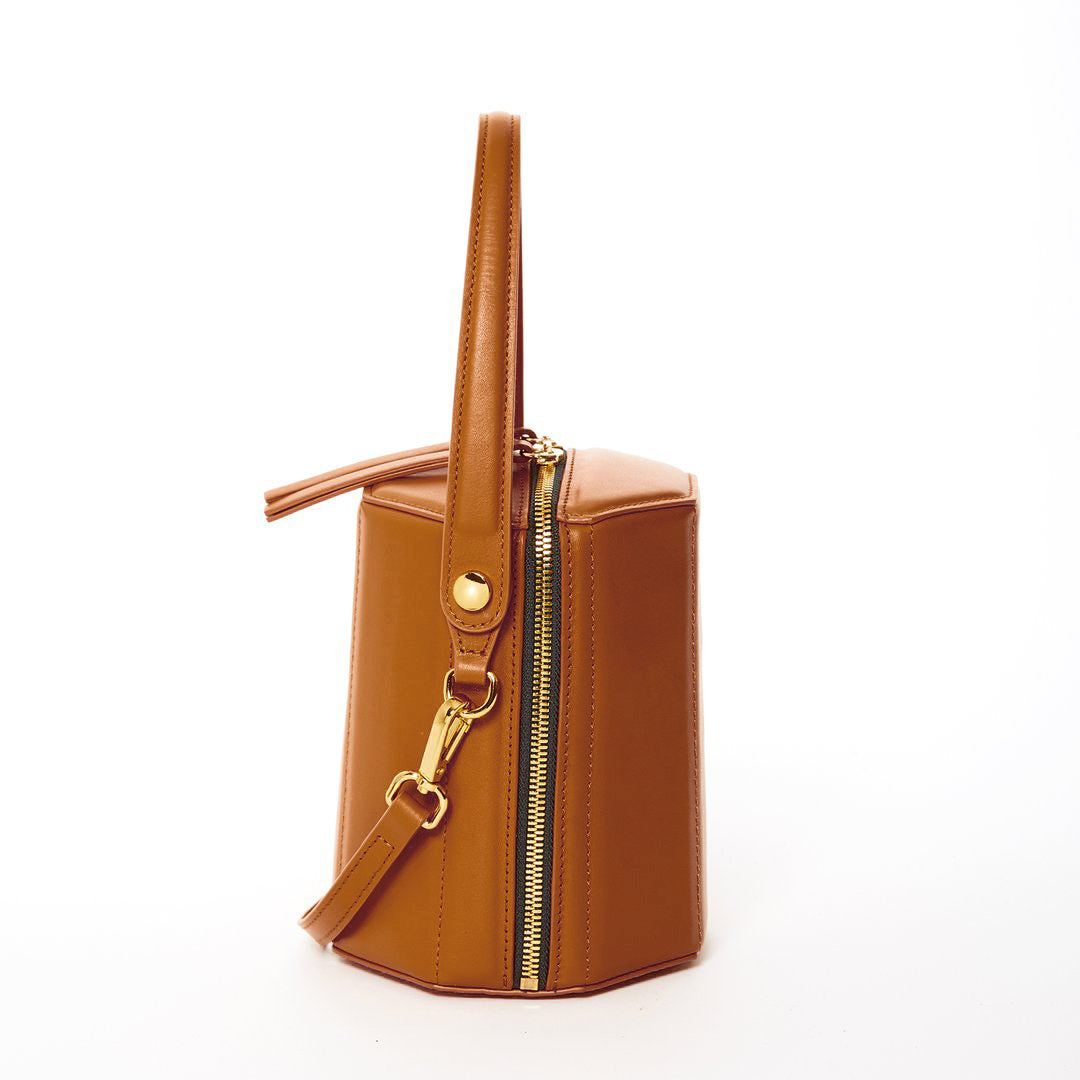 Harper Amber Leather Bucket Bag