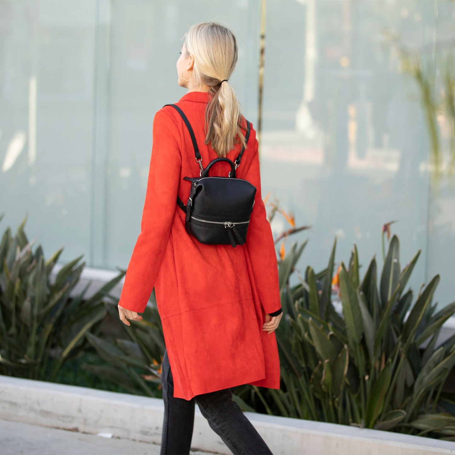 Ashley Black Mini Leather Backpack