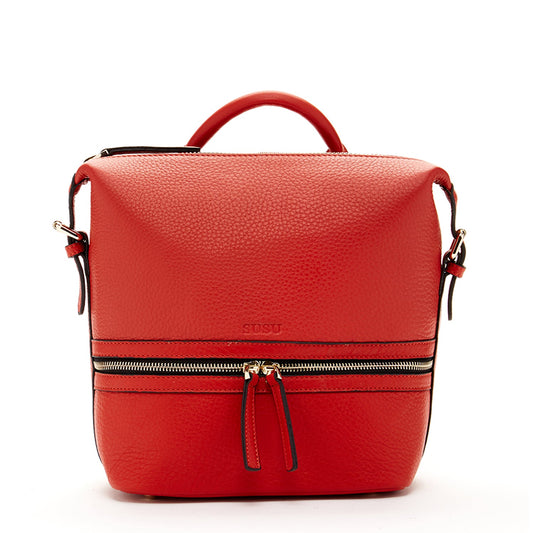 Ashley Red Leather Backpack