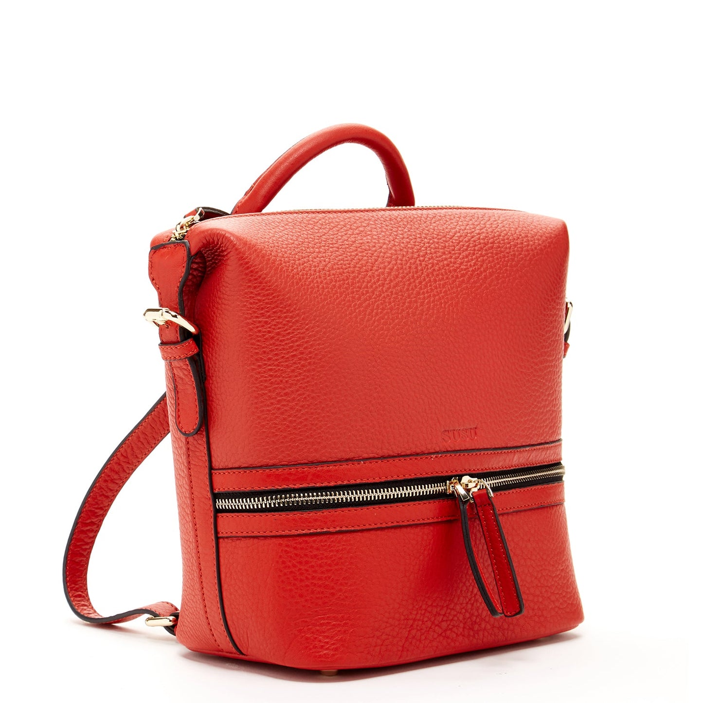 Ashley Red Leather Backpack