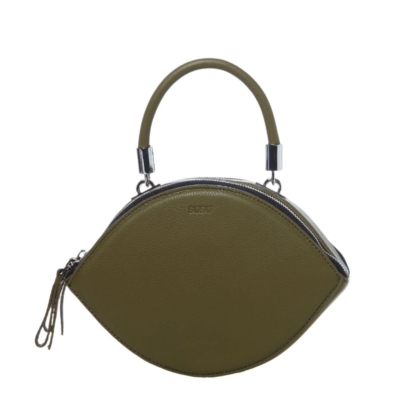 Kiss Olive Green Circle Leather Crossbody Bag