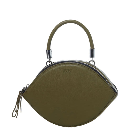 Kiss Olive Green Circle Leather Crossbody Bag