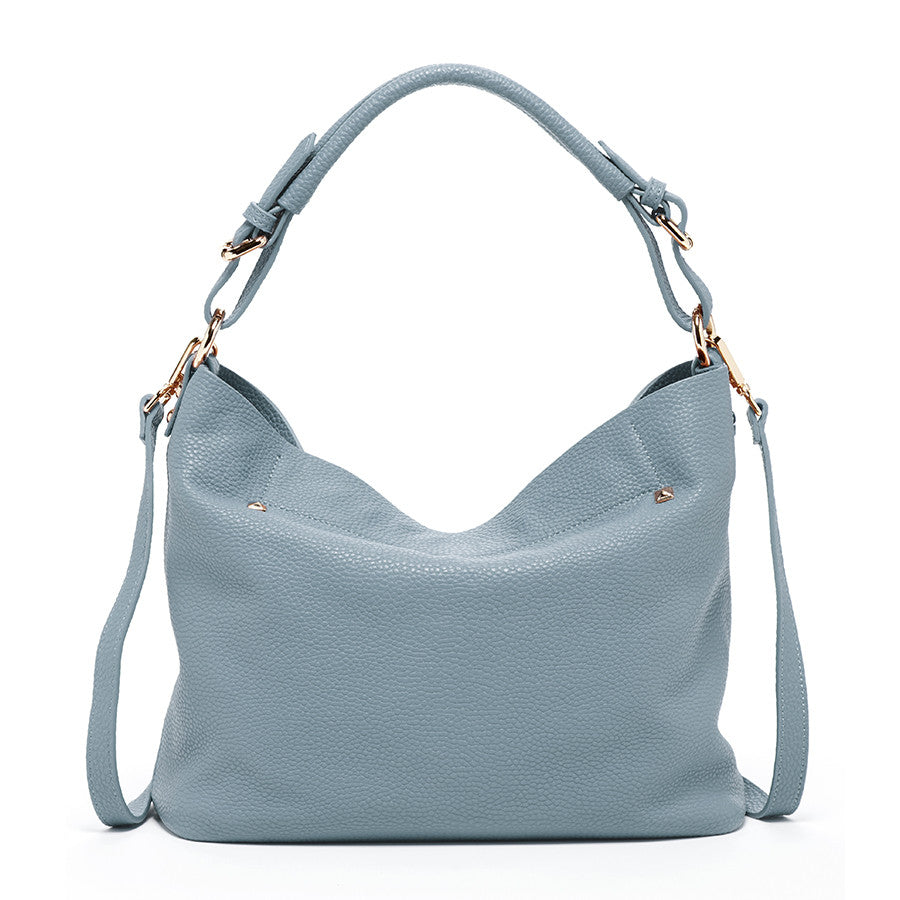 Lauren Faded Denim Blue Leather Hobo Bag
