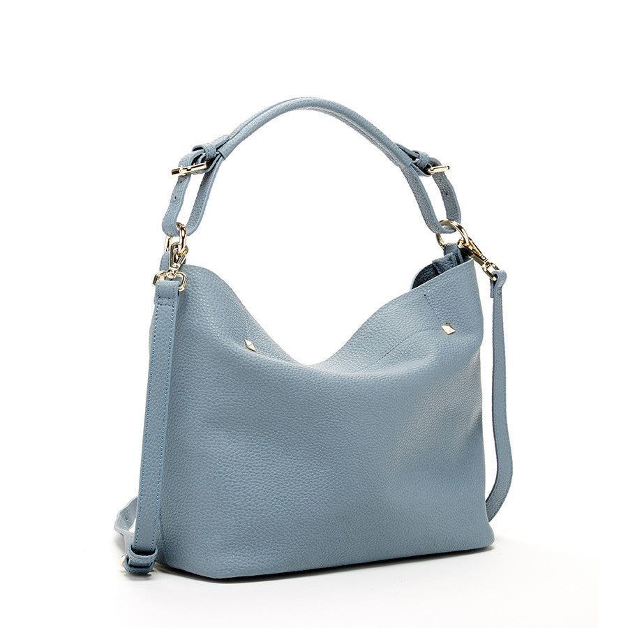 Lauren Faded Denim Blue Leather Hobo Bag