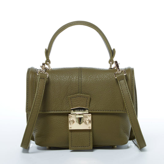 Linda Olive Green Leather Convertible Backpack