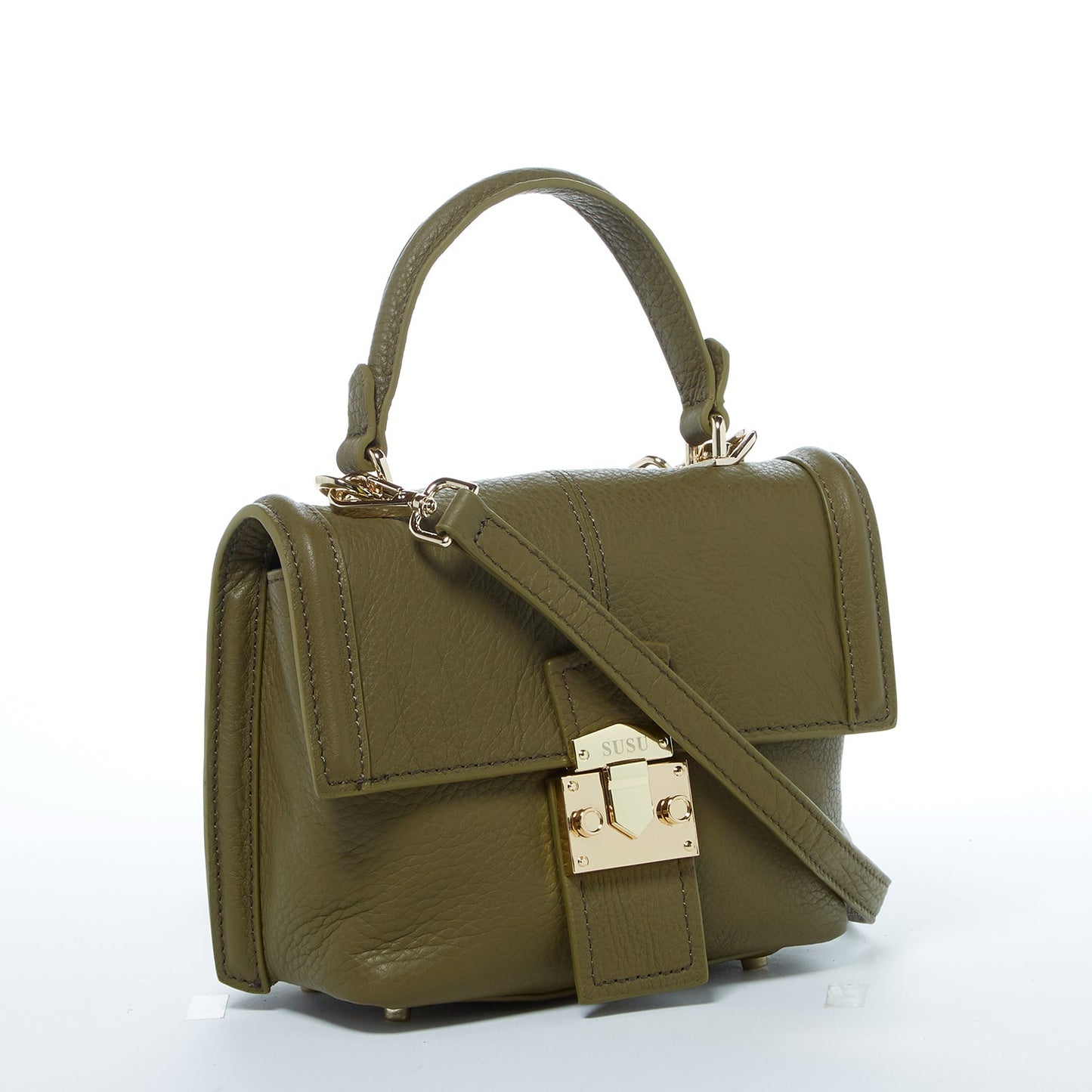 Linda Olive Green Leather Convertible Backpack
