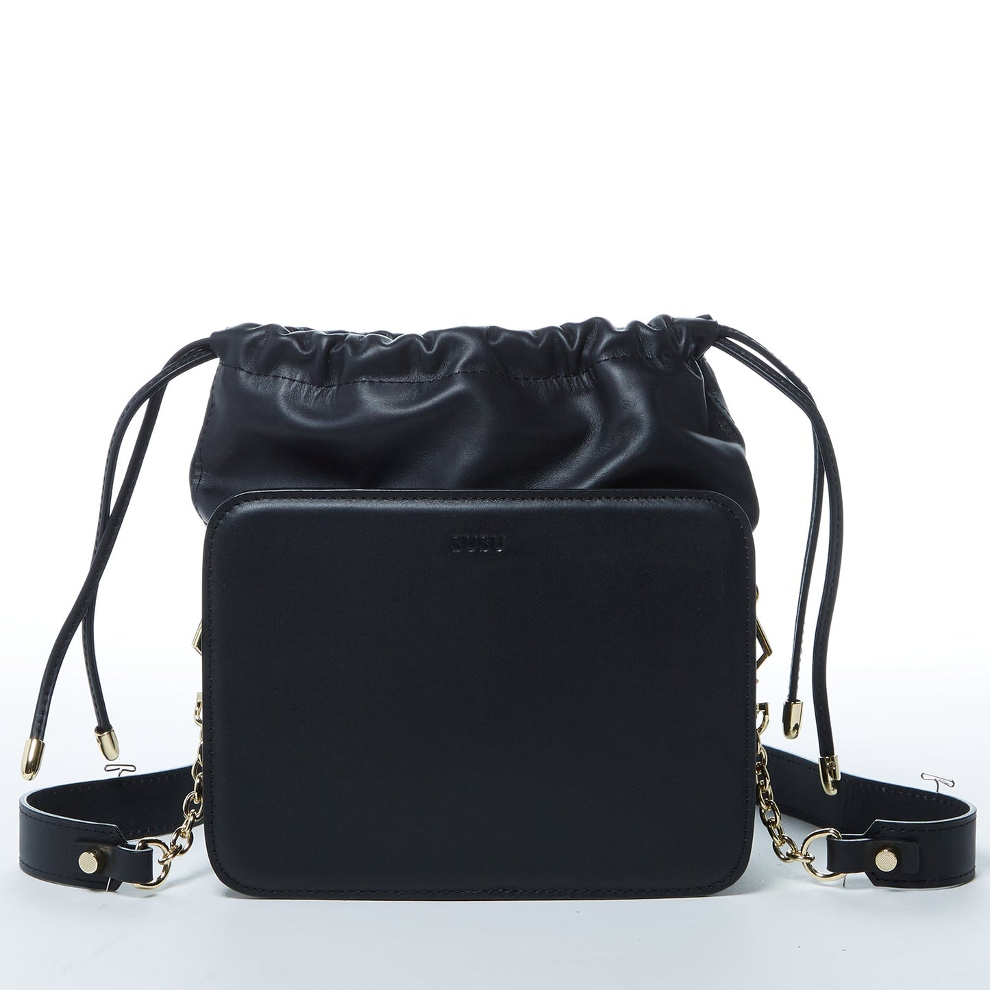 Patricia Black Leather Drawstring Purse