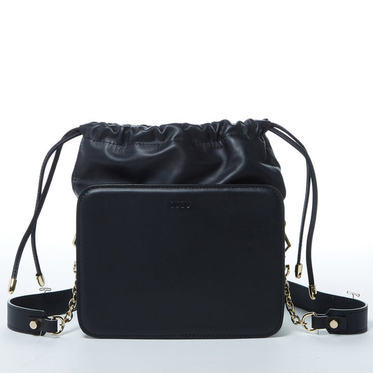 Patricia Black Leather Drawstring Purse