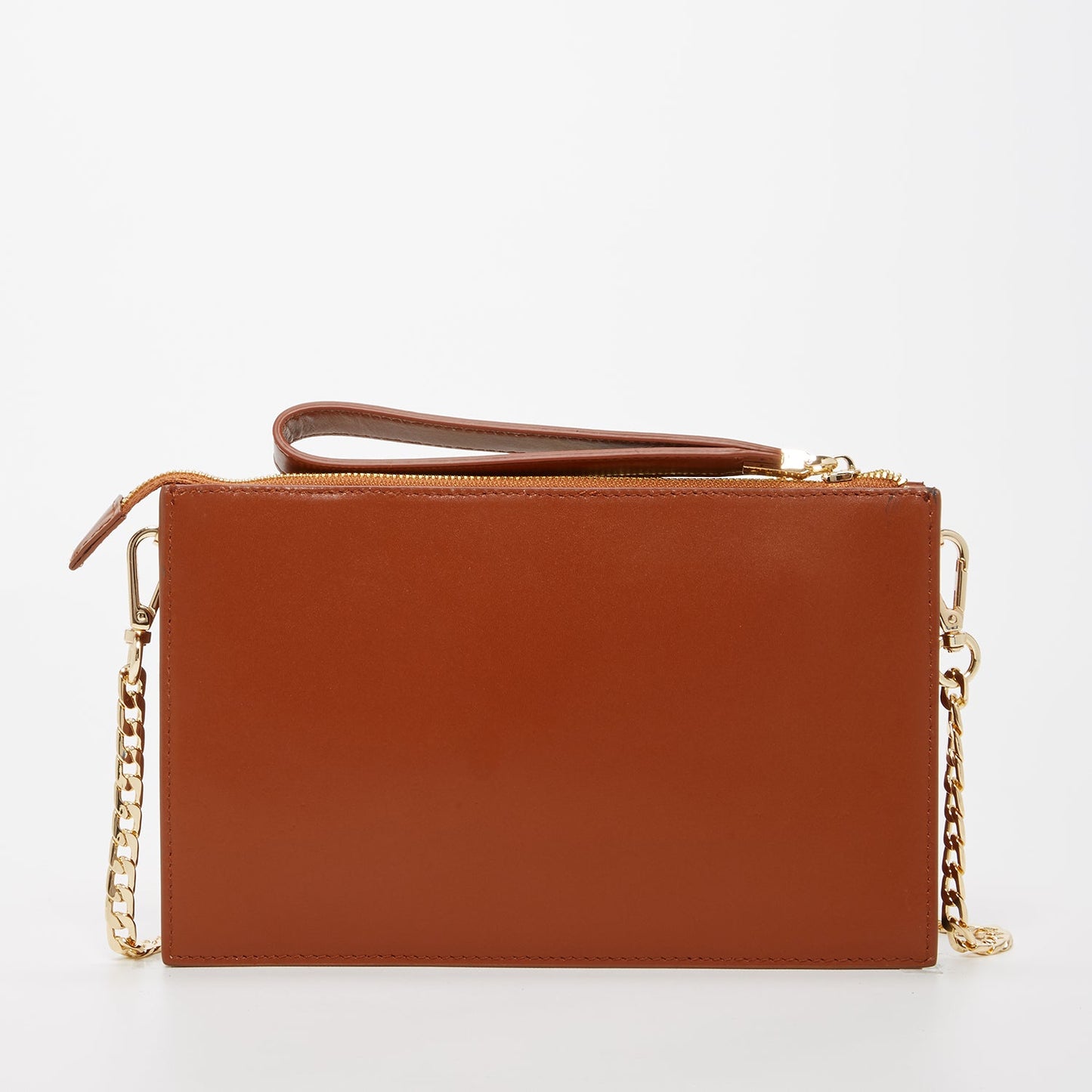 Brown Studded Crossbody Clutch