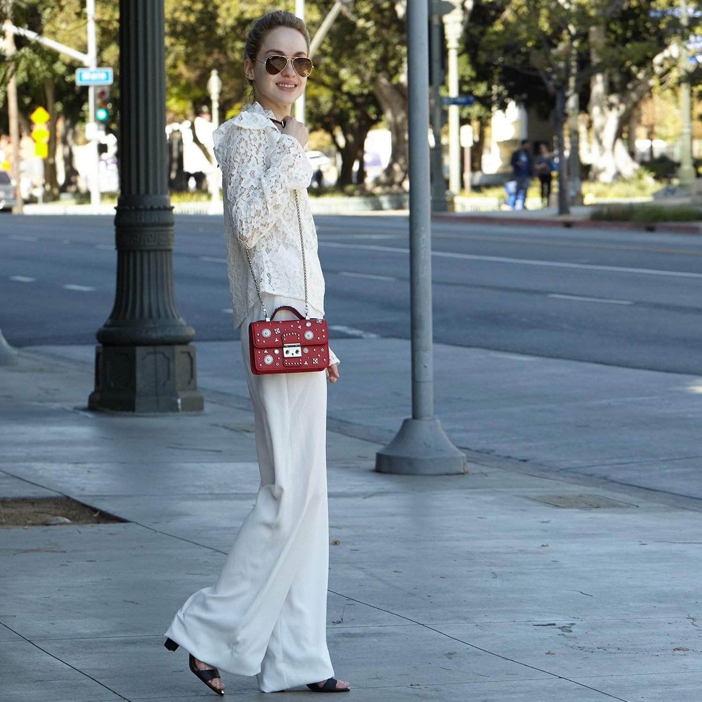 Hollywood Red Studded Crossbody