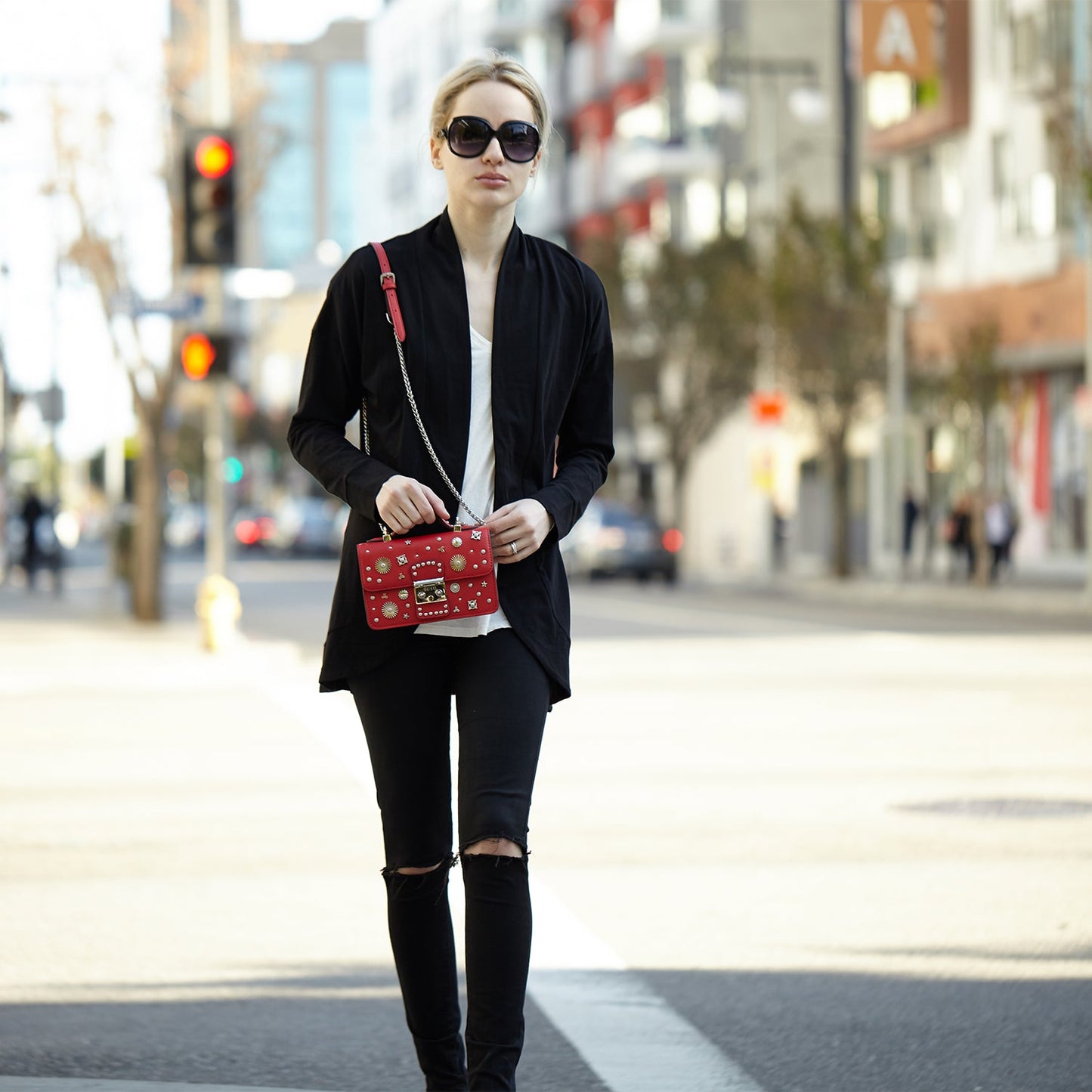 Hollywood Red Studded Crossbody