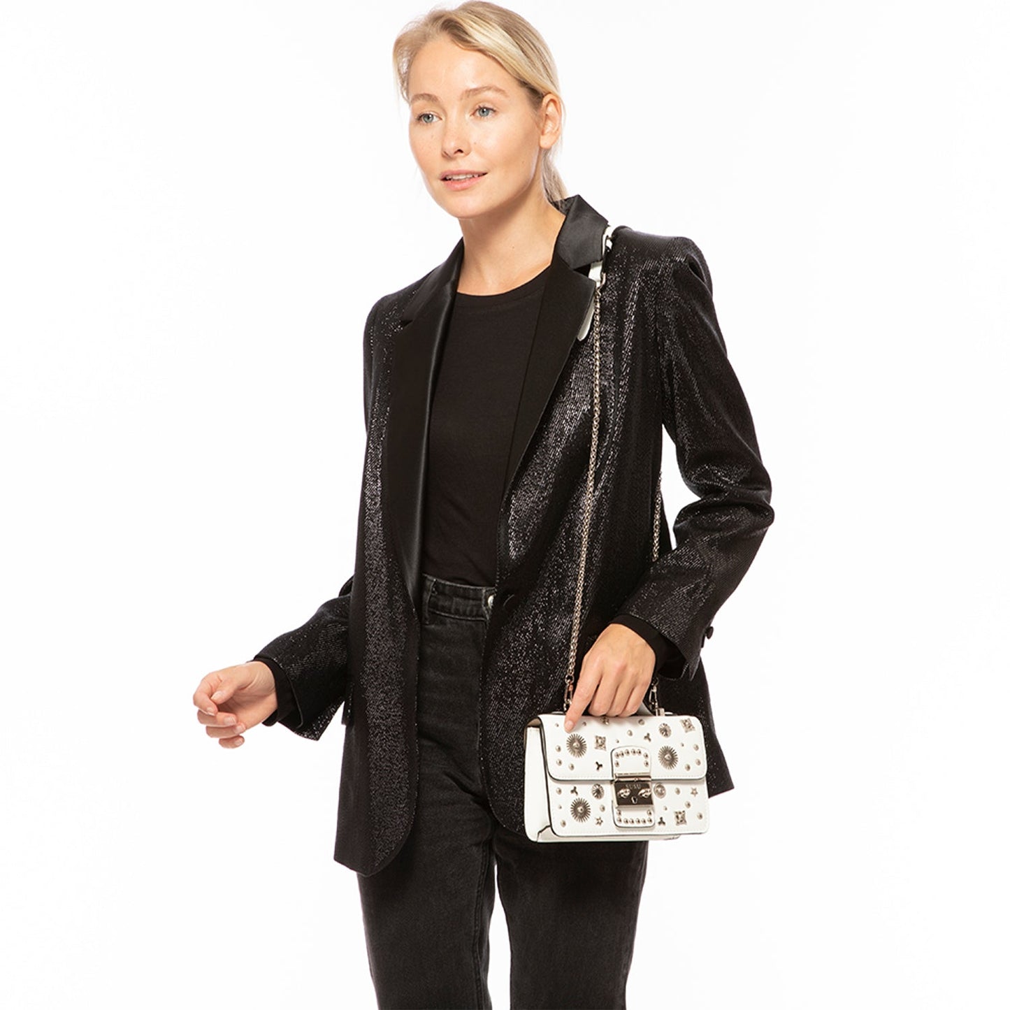 Hollywood White Leather Crossbody