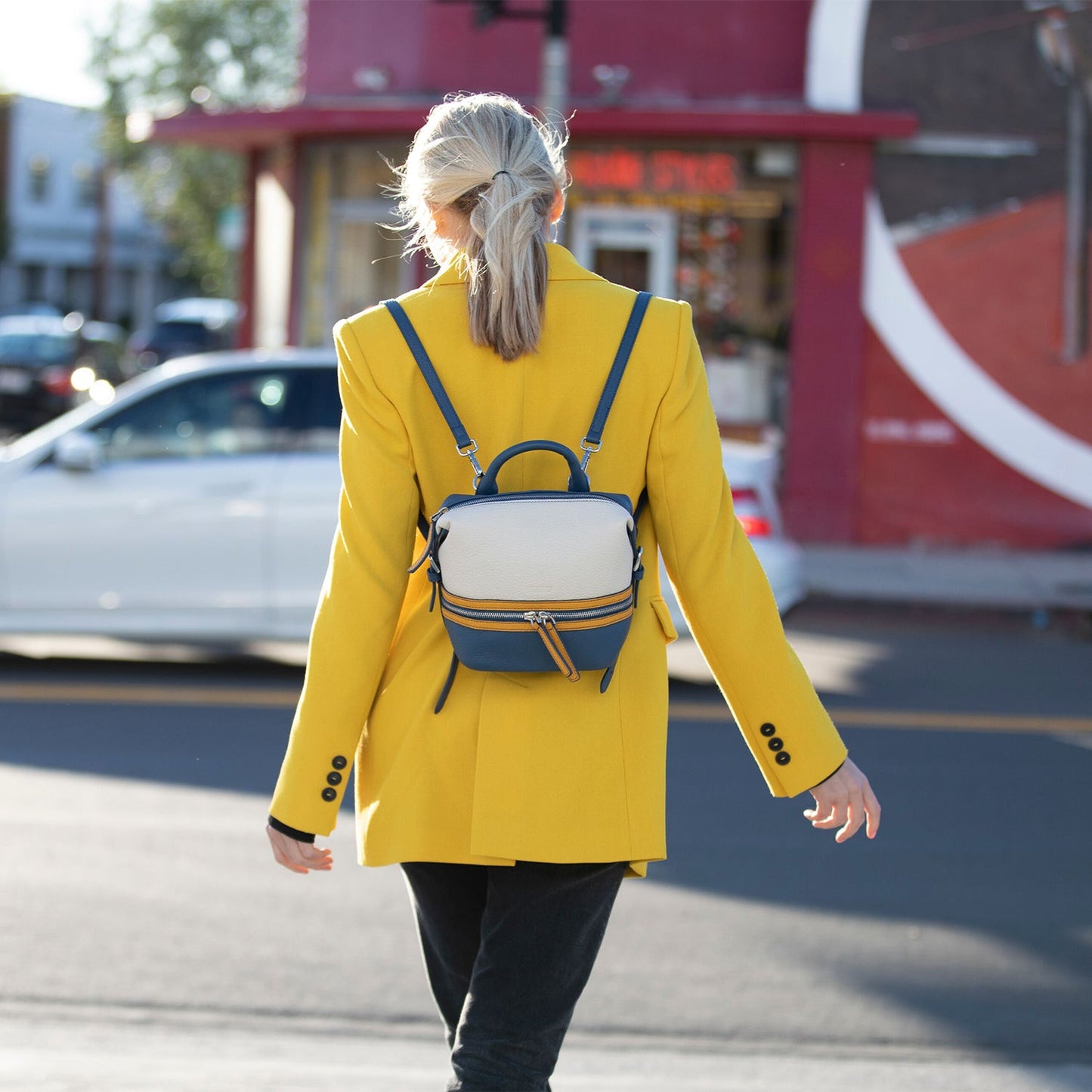 Ashley Off-White Mini Leather Backpack